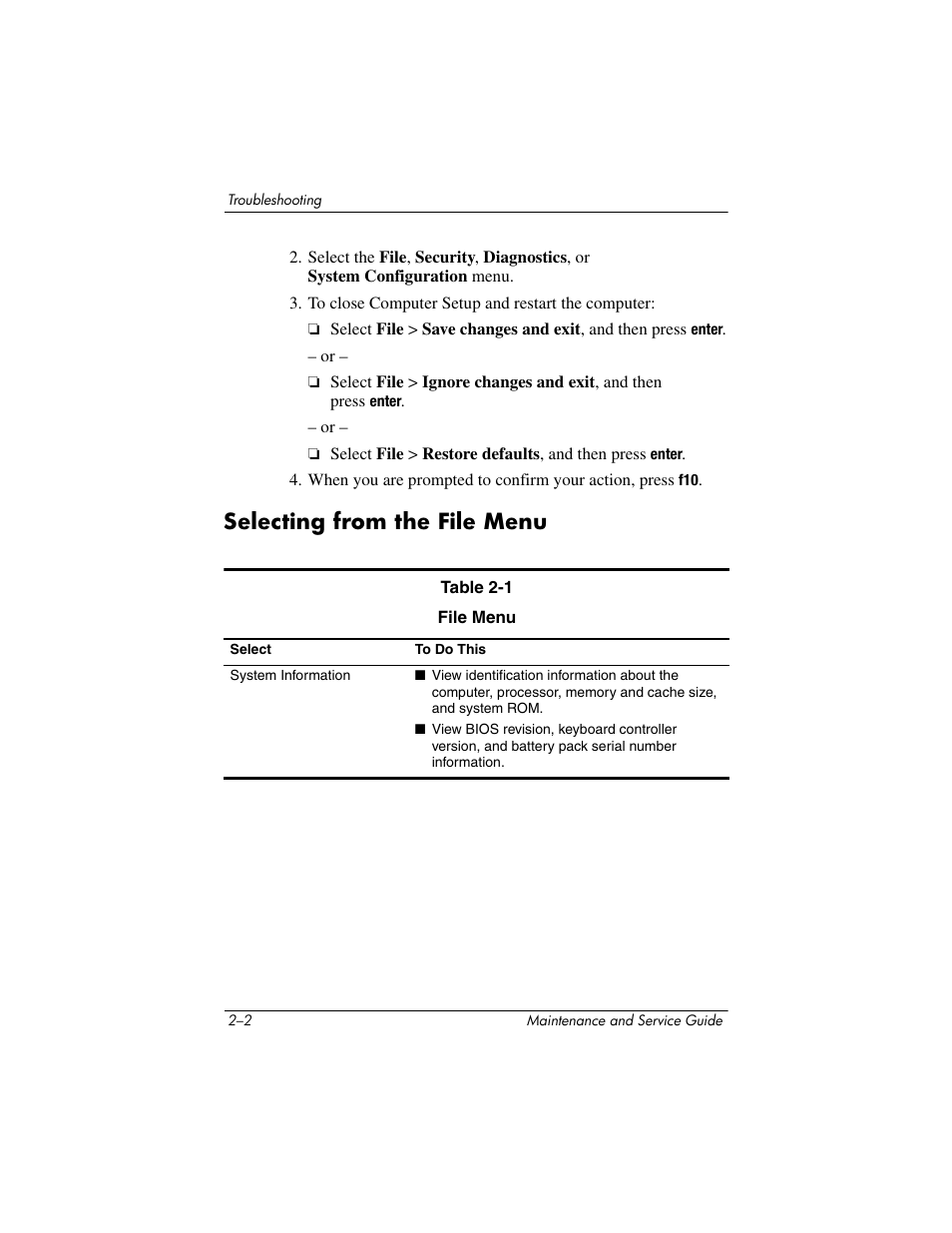 Selecting from the file menu, Selecting from the file menu –2 | HP TC4400 User Manual | Page 30 / 219