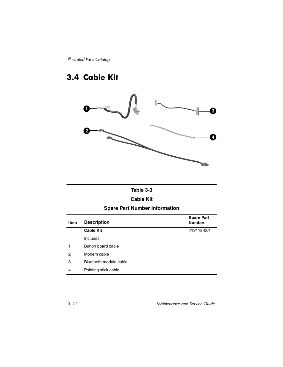 4 cable kit, 4 cable kit –12 | HP TC4400 User Manual | Page 66 / 219