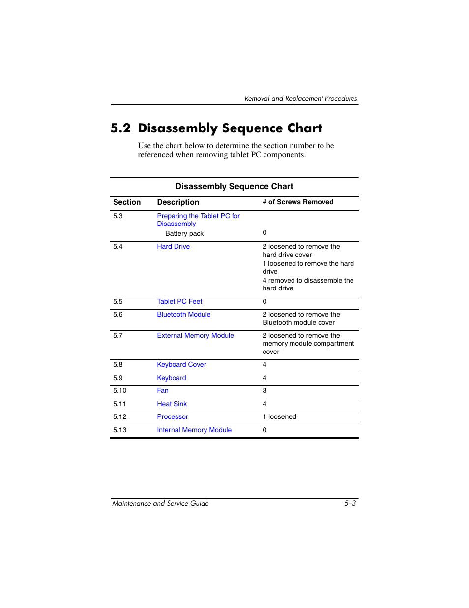 2 disassembly sequence chart, 2 disassembly sequence chart –3 | HP TC4400 User Manual | Page 86 / 219