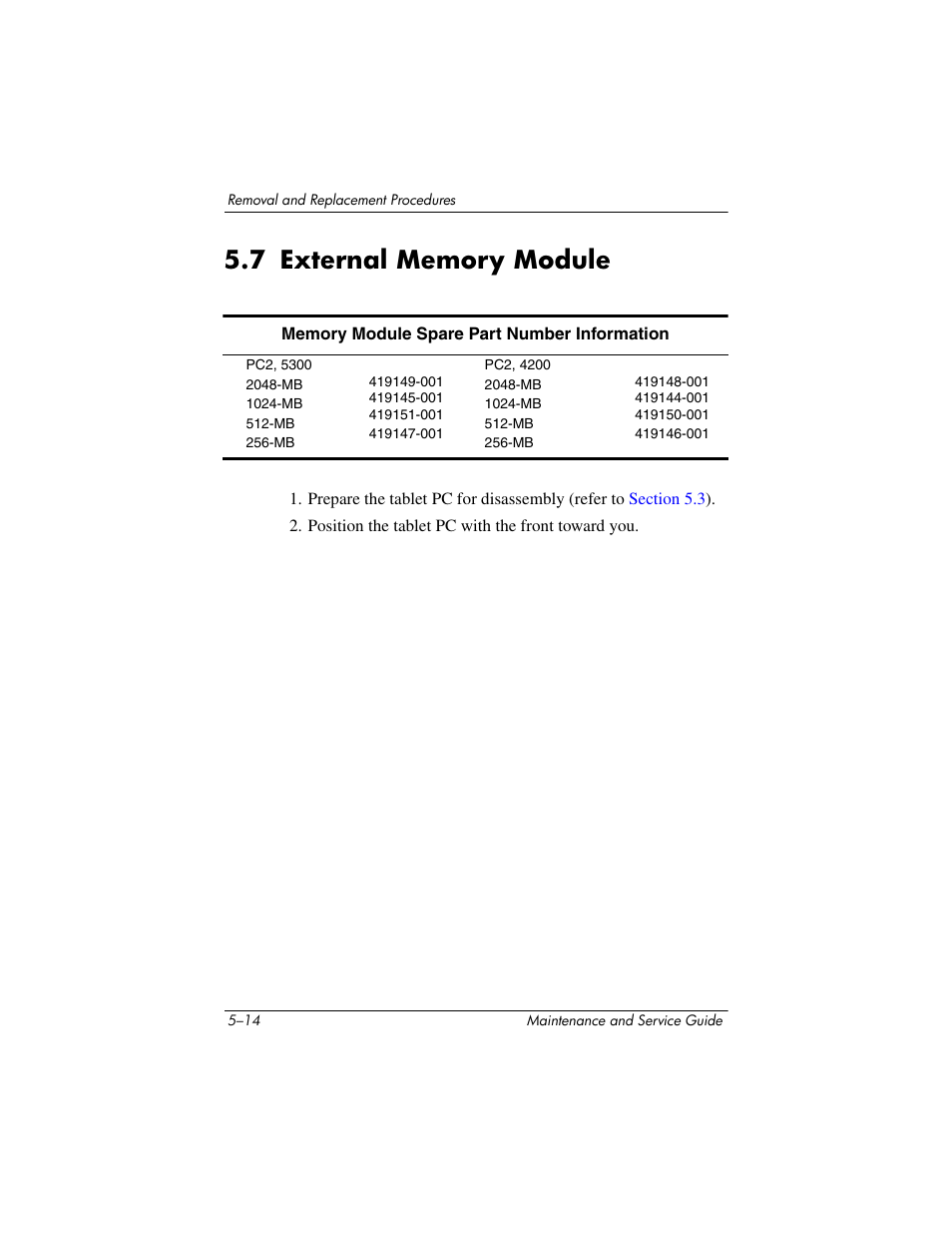 7 external memory module, 7 external memory module –14, External memory module | HP TC4400 User Manual | Page 97 / 219