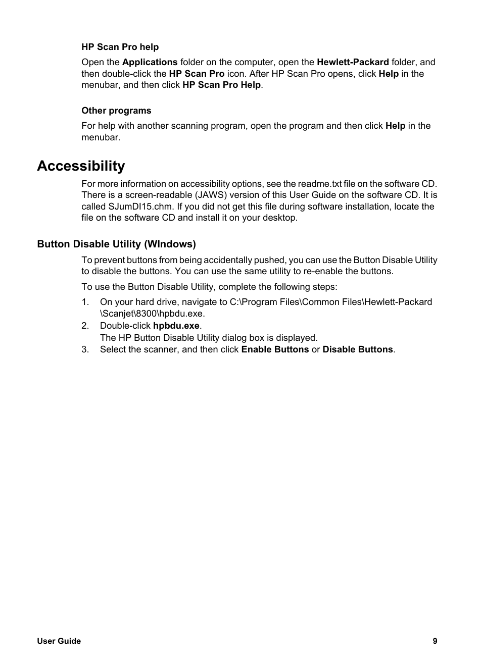 How to use the scanner buttons, Customizable buttons, Cts and services. nothing | Construed as, Accessibility | HP 8300 User Manual | Page 11 / 65