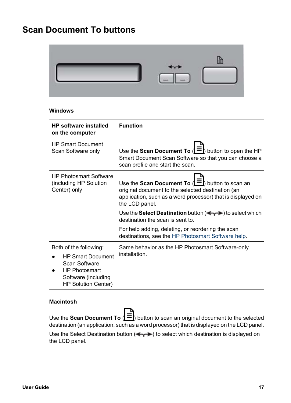 Cancel button, Button settings button, Power save button | Credits, Accessibility, Ore information on accessi, Ere is a screen-readabl, Scan document to buttons | HP 8300 User Manual | Page 19 / 65