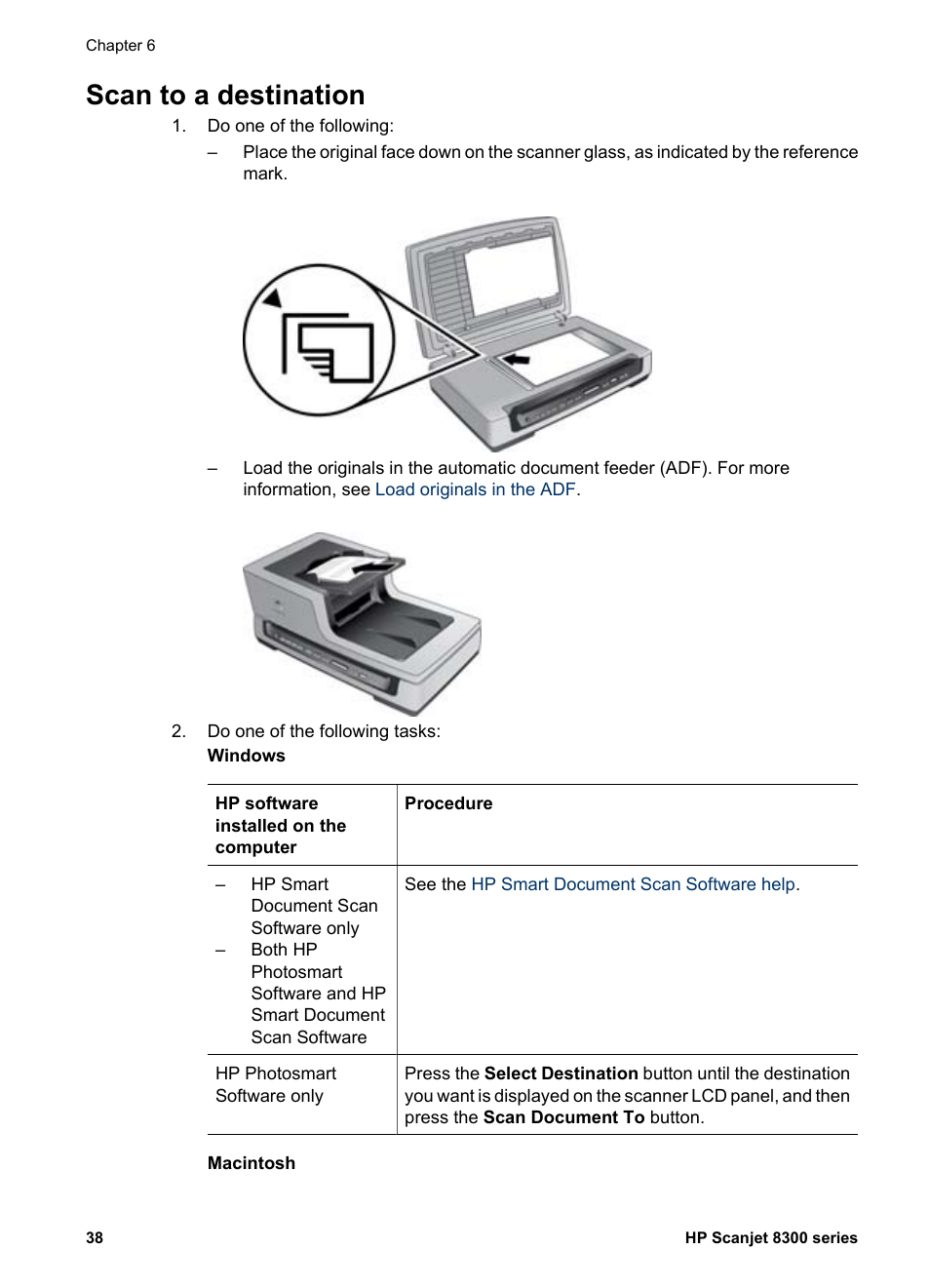 Save a document or image to a drive or cd, Scan to a destination | HP 8300 User Manual | Page 40 / 65