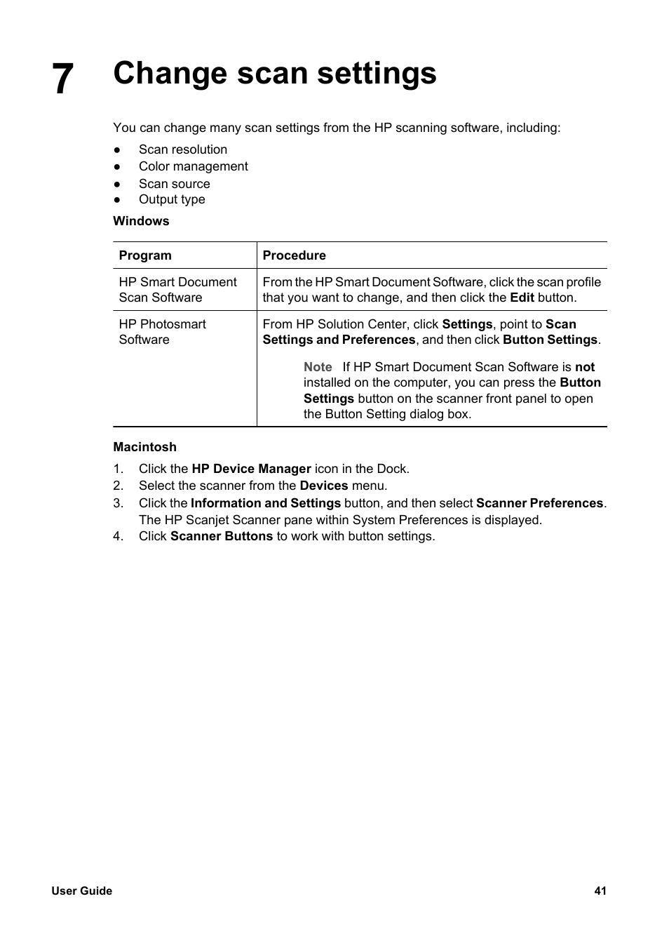 Configure the scanner customizable buttons, Open the hp button settings utility, Configure buttons tab | Hp smart document scan software scan profiles, Change scan settings | HP 8300 User Manual | Page 43 / 65