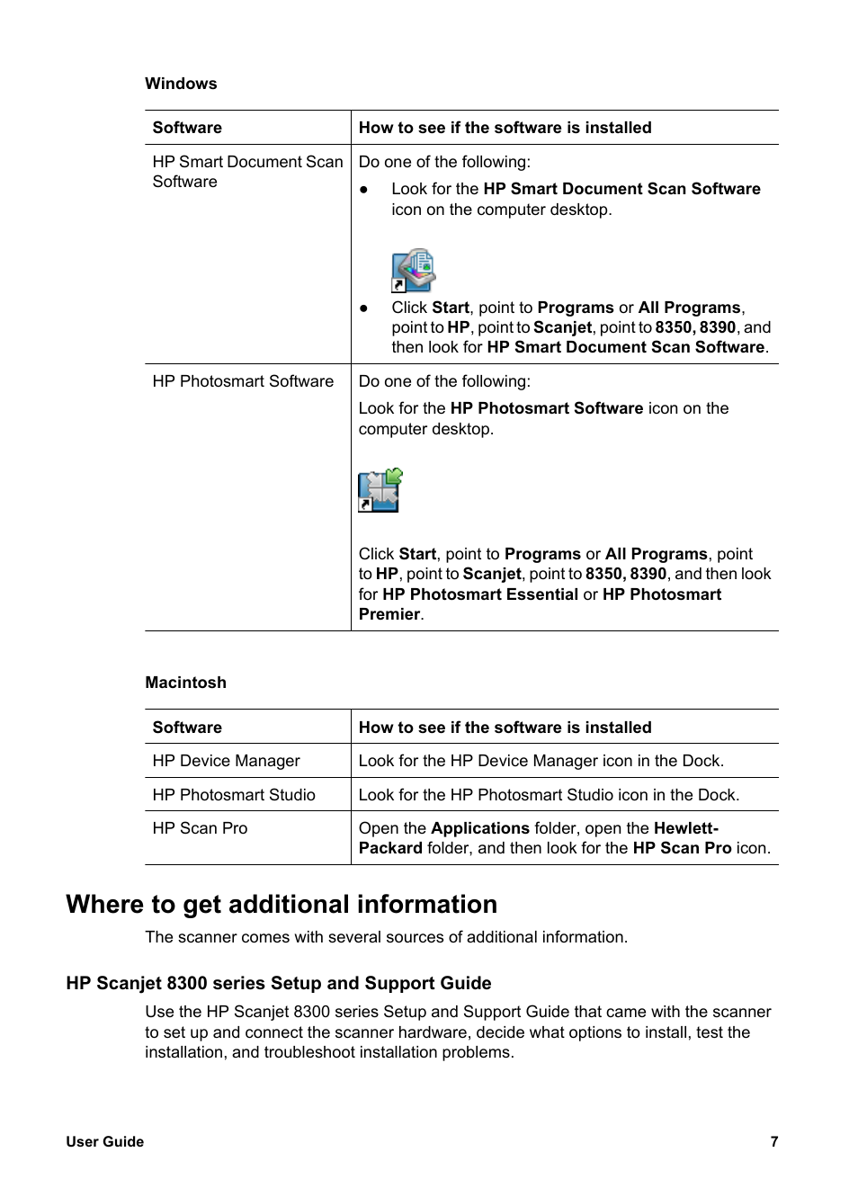 Windows users, Hp button settings utility help, Macintosh users | Where to get additional information | HP 8300 User Manual | Page 9 / 65