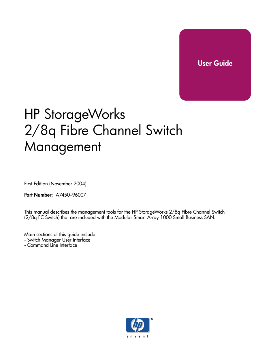 HP 2/8q Fibre Channel User Manual | 188 pages