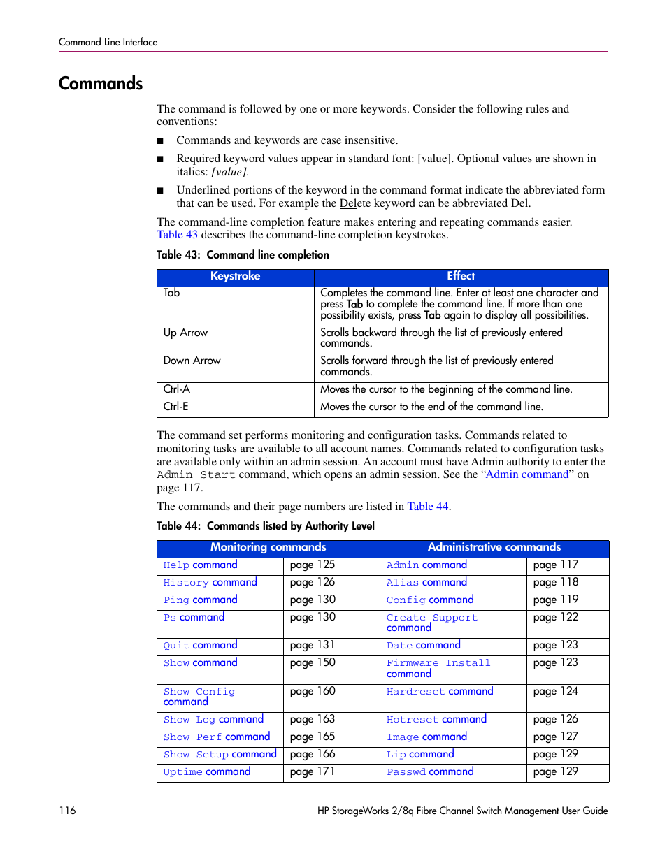 Commands | HP 2/8q Fibre Channel User Manual | Page 116 / 188