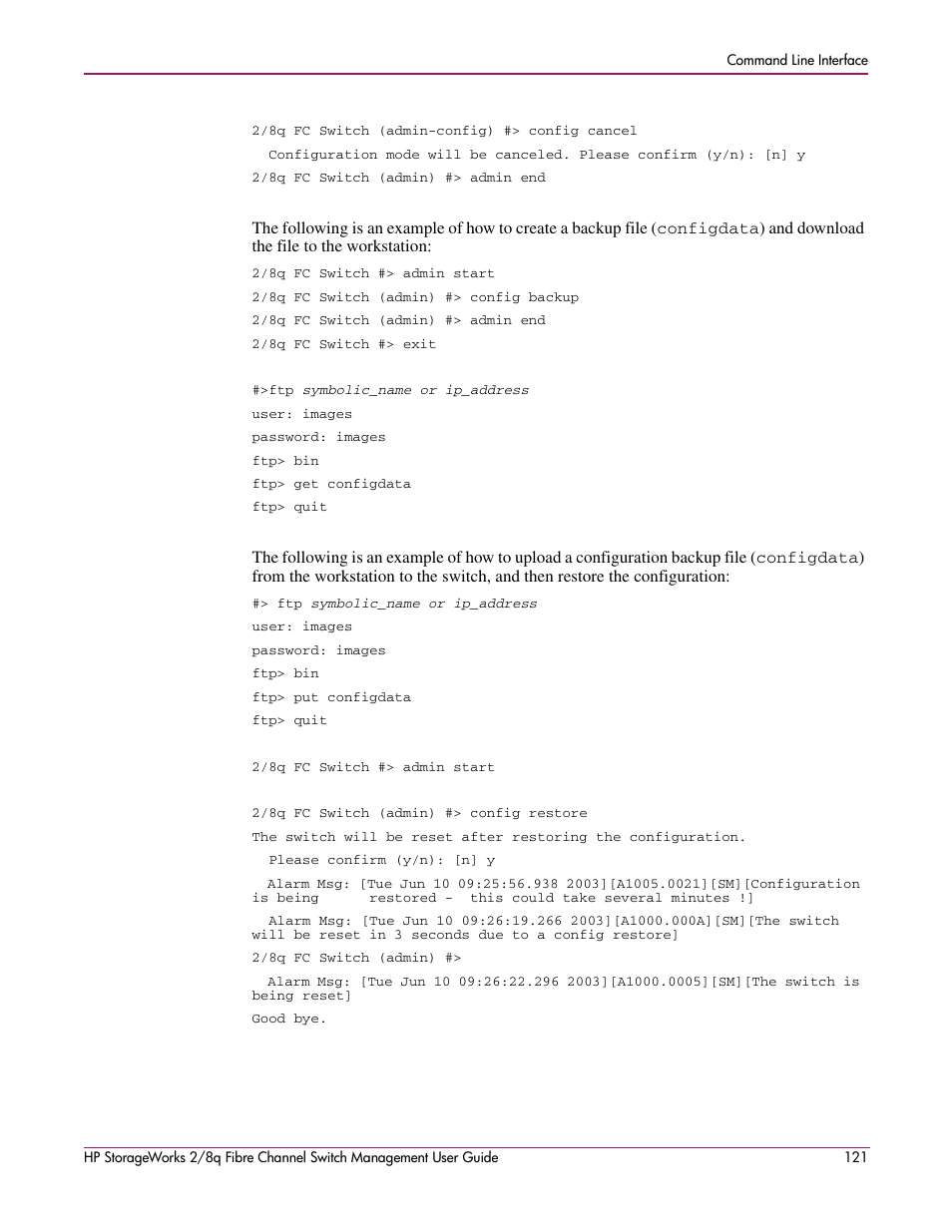 HP 2/8q Fibre Channel User Manual | Page 121 / 188