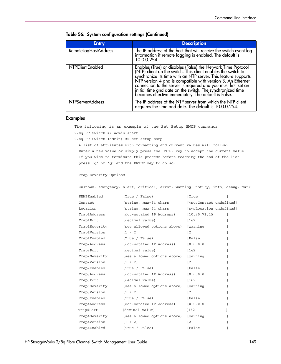 Examples | HP 2/8q Fibre Channel User Manual | Page 149 / 188