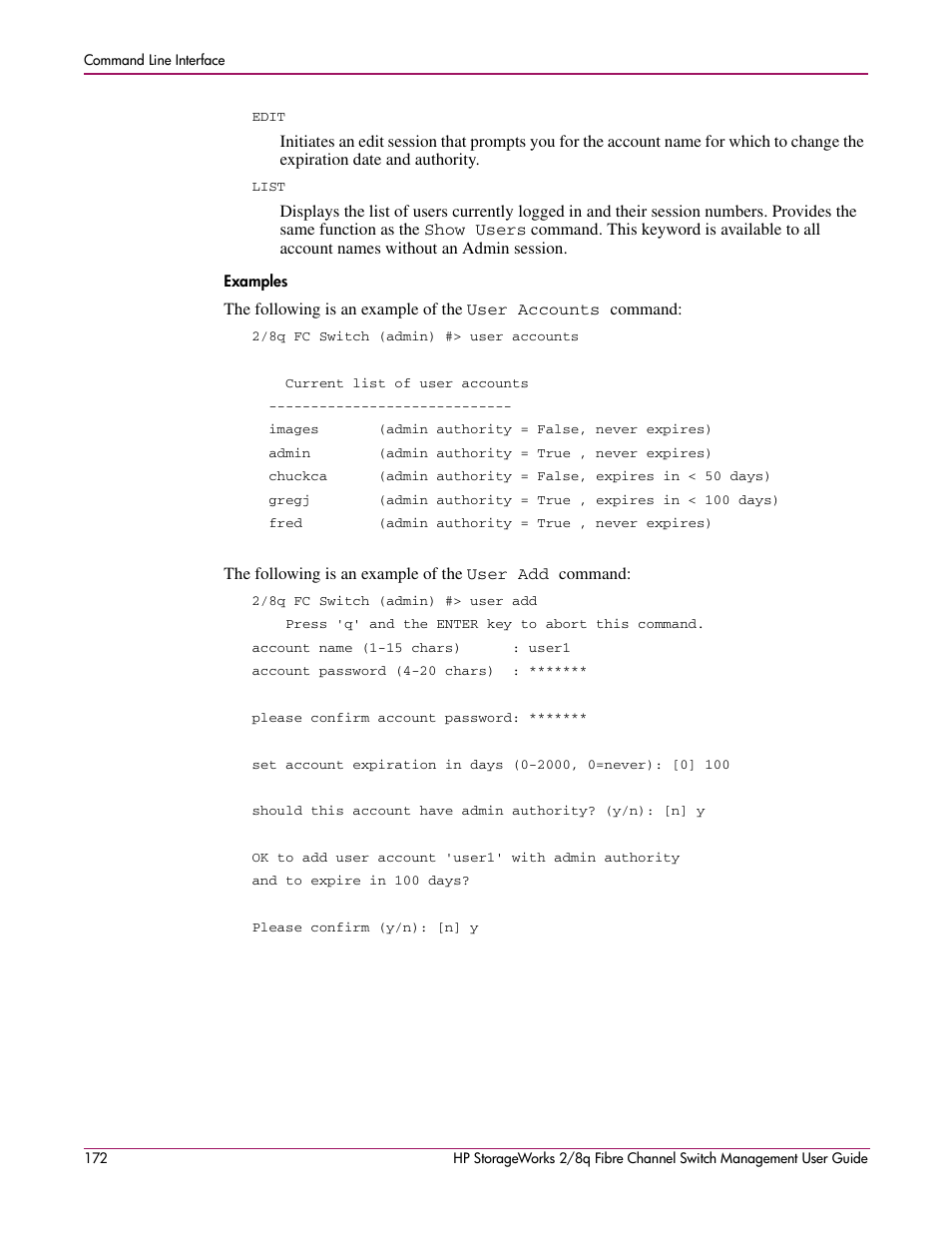 Examples | HP 2/8q Fibre Channel User Manual | Page 172 / 188