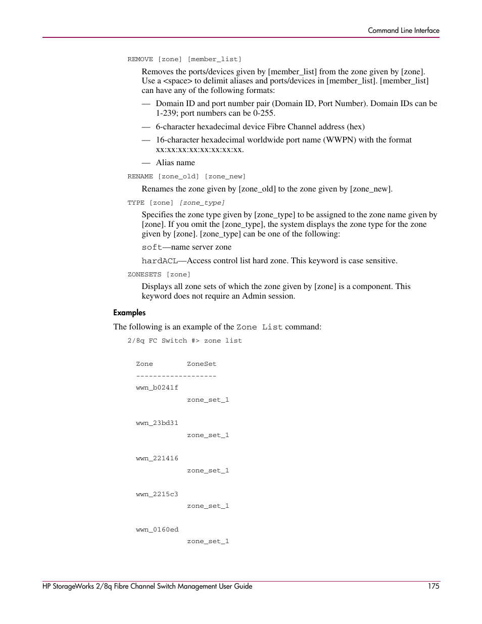 Examples | HP 2/8q Fibre Channel User Manual | Page 175 / 188