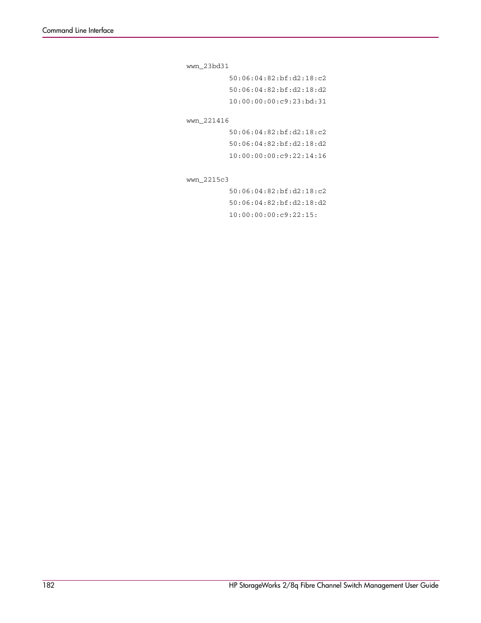 HP 2/8q Fibre Channel User Manual | Page 182 / 188