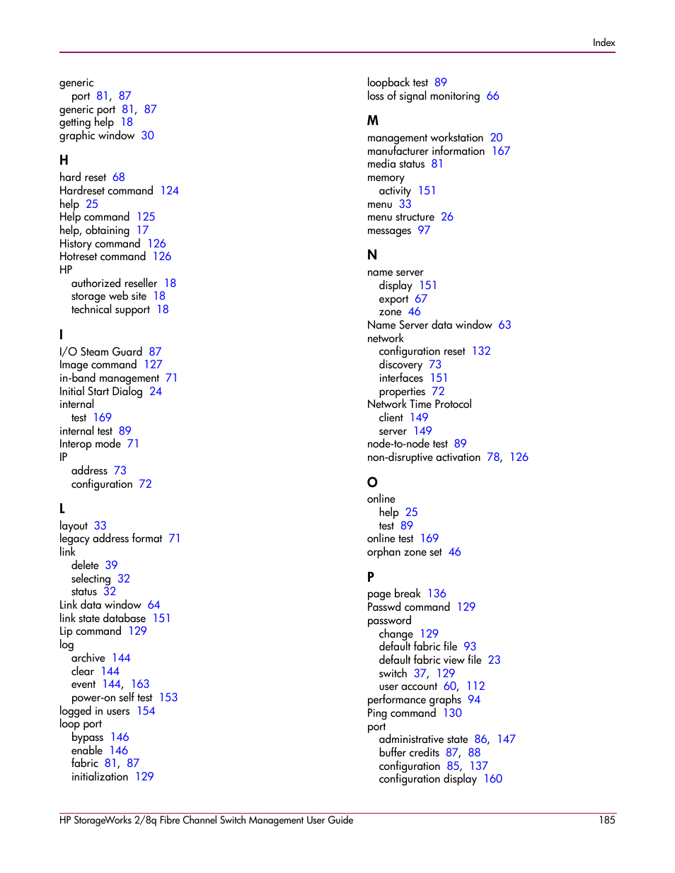 HP 2/8q Fibre Channel User Manual | Page 185 / 188