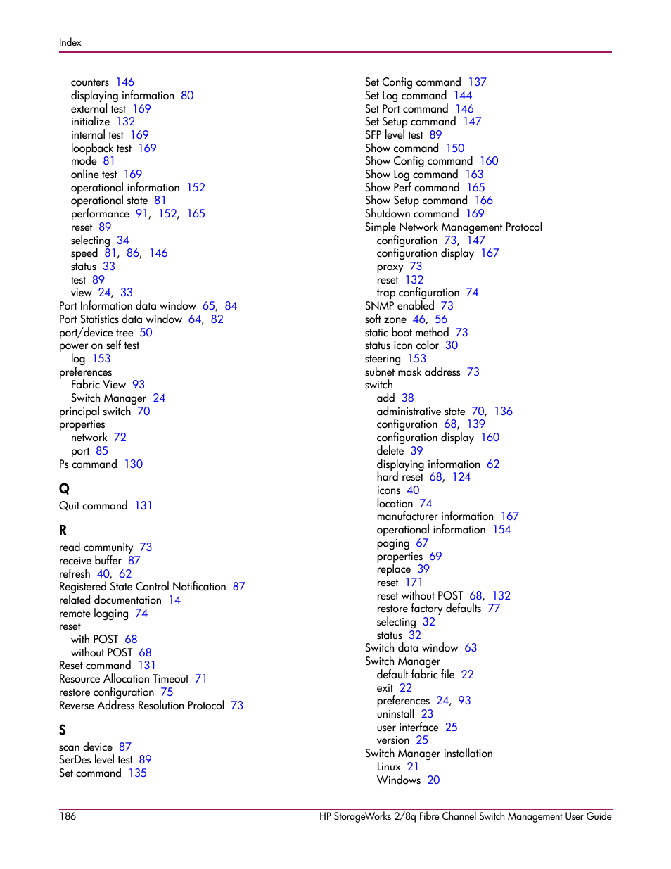 HP 2/8q Fibre Channel User Manual | Page 186 / 188