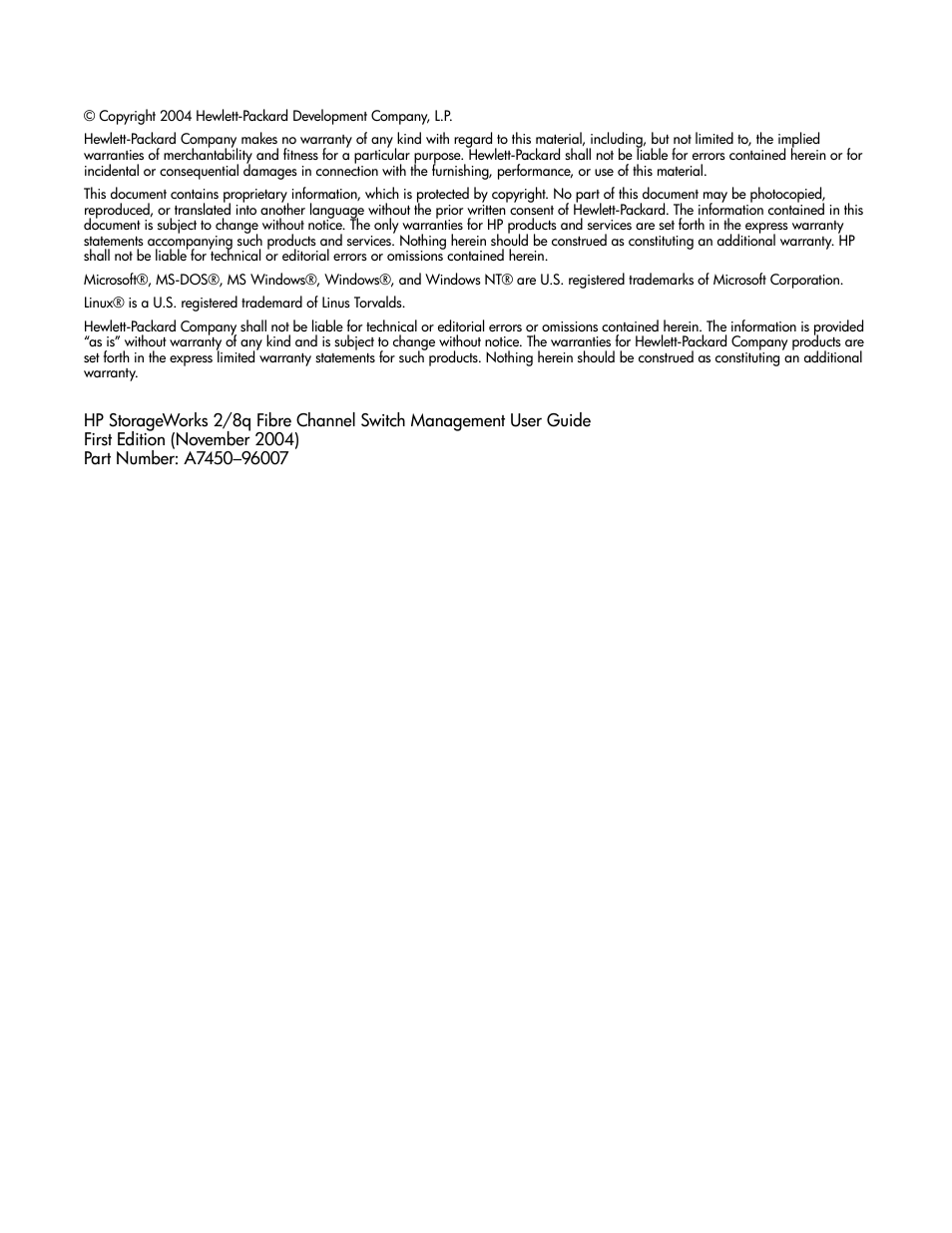HP 2/8q Fibre Channel User Manual | Page 2 / 188
