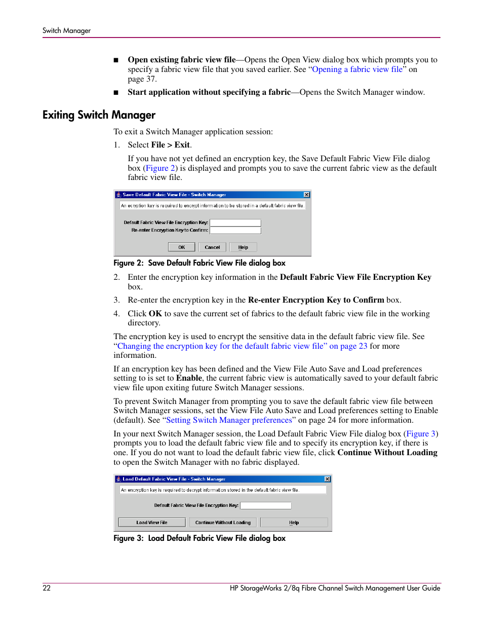 Exiting switch manager | HP 2/8q Fibre Channel User Manual | Page 22 / 188