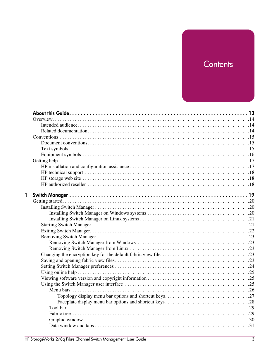 HP 2/8q Fibre Channel User Manual | Page 3 / 188