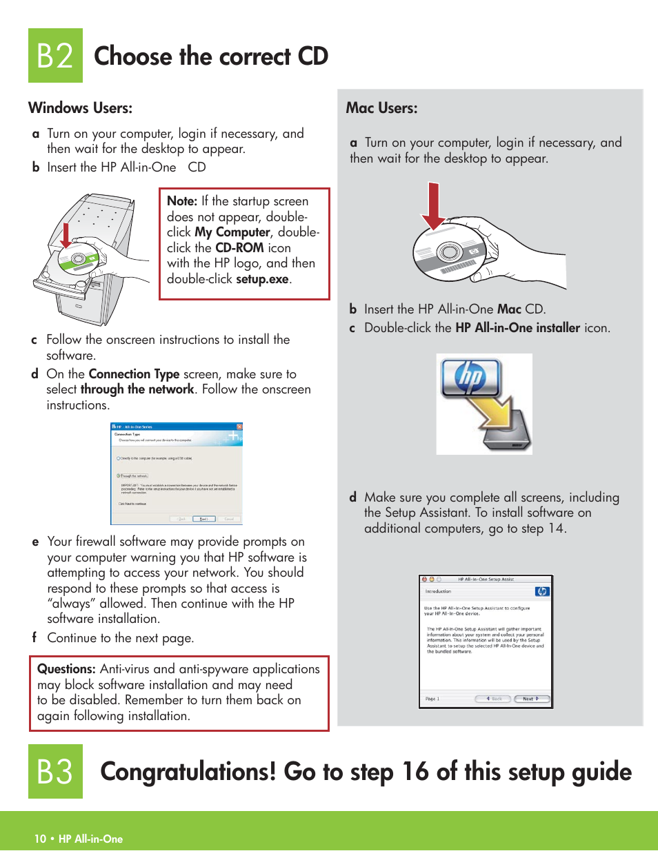 B3 b2, Choose the correct cd | HP C6100 User Manual | Page 10 / 16