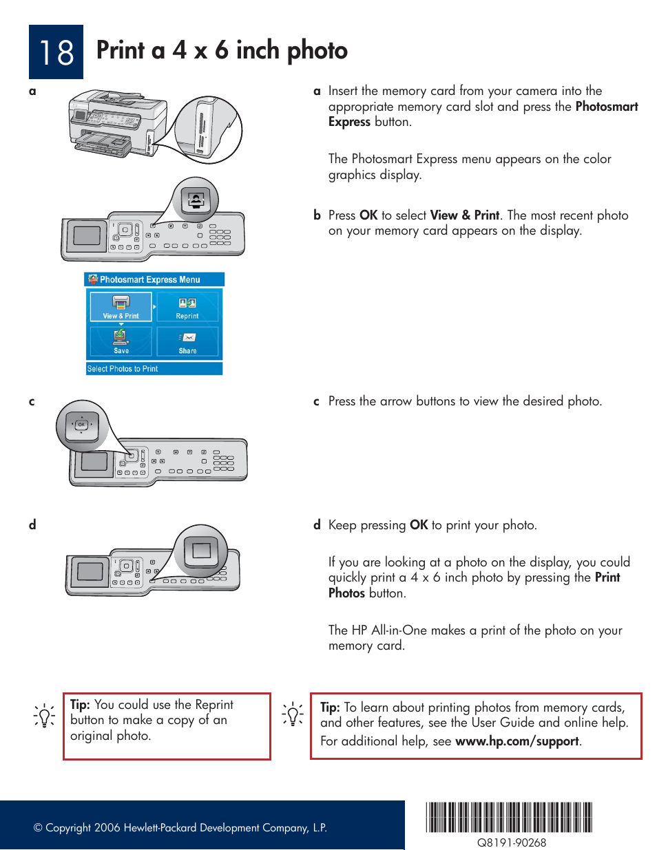 Print a 4 x 6 inch photo | HP C6100 User Manual | Page 16 / 16
