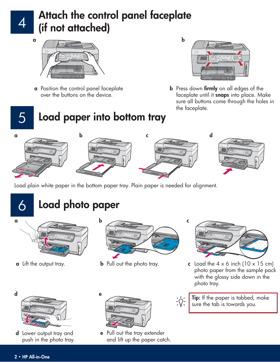 Load photo paper | HP C6100 User Manual | Page 2 / 16