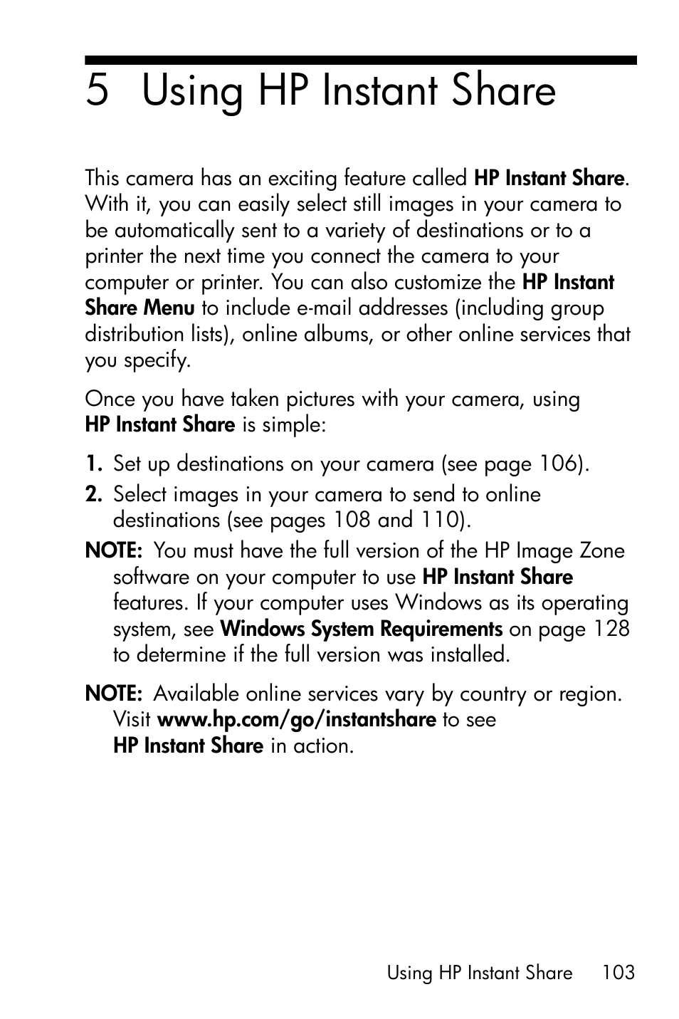 Using hp instant share, 5 using hp instant share | HP R818 User Manual | Page 103 / 200