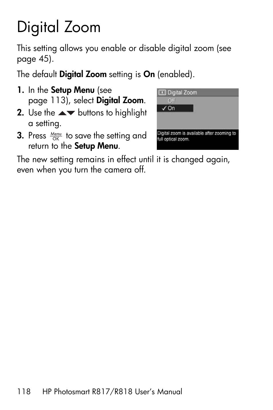 Digital zoom | HP R818 User Manual | Page 118 / 200