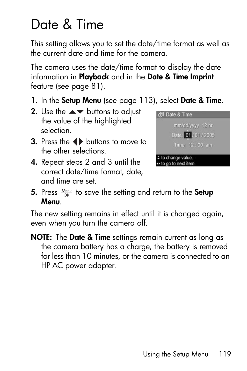 Date & time | HP R818 User Manual | Page 119 / 200