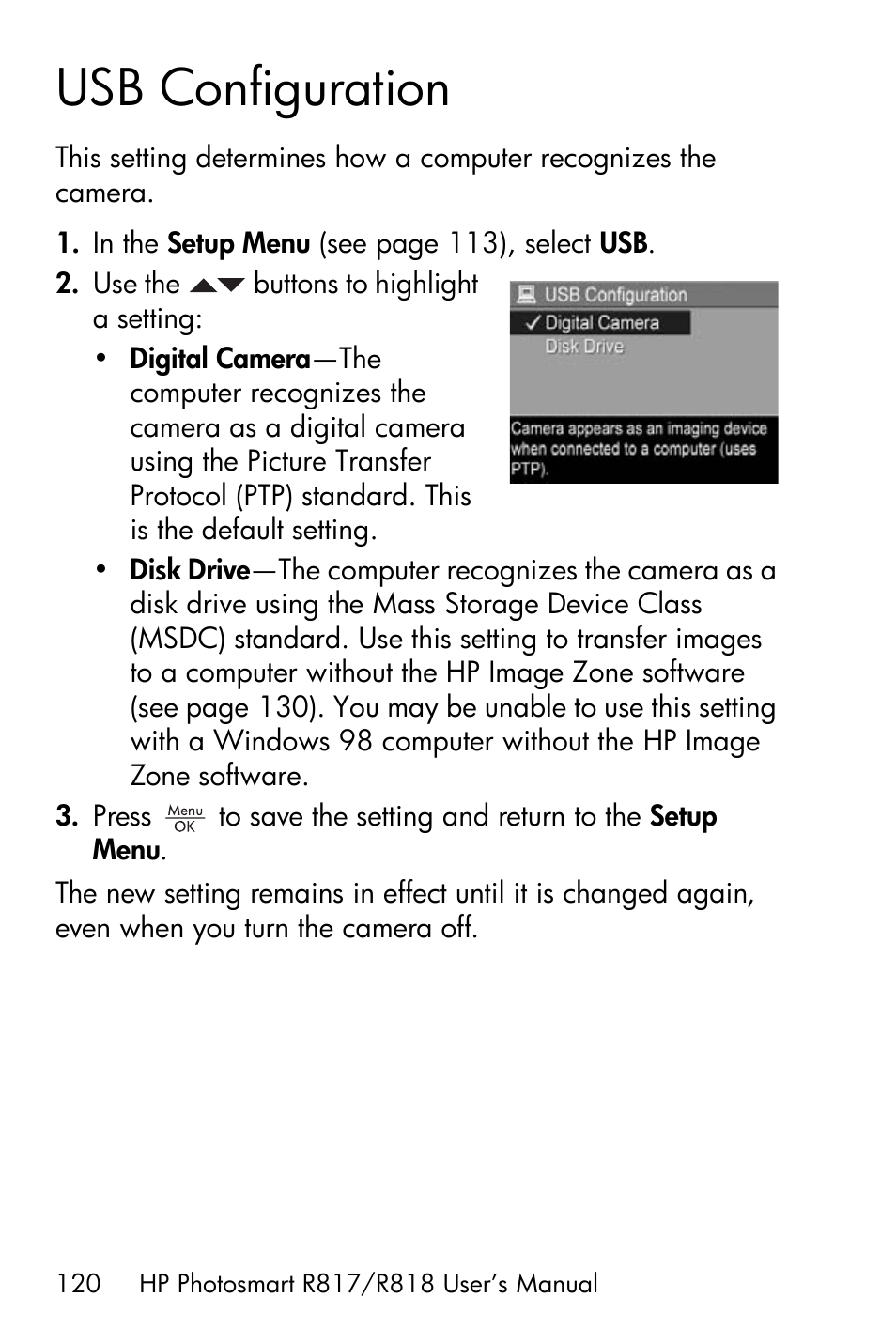 Usb configuration | HP R818 User Manual | Page 120 / 200