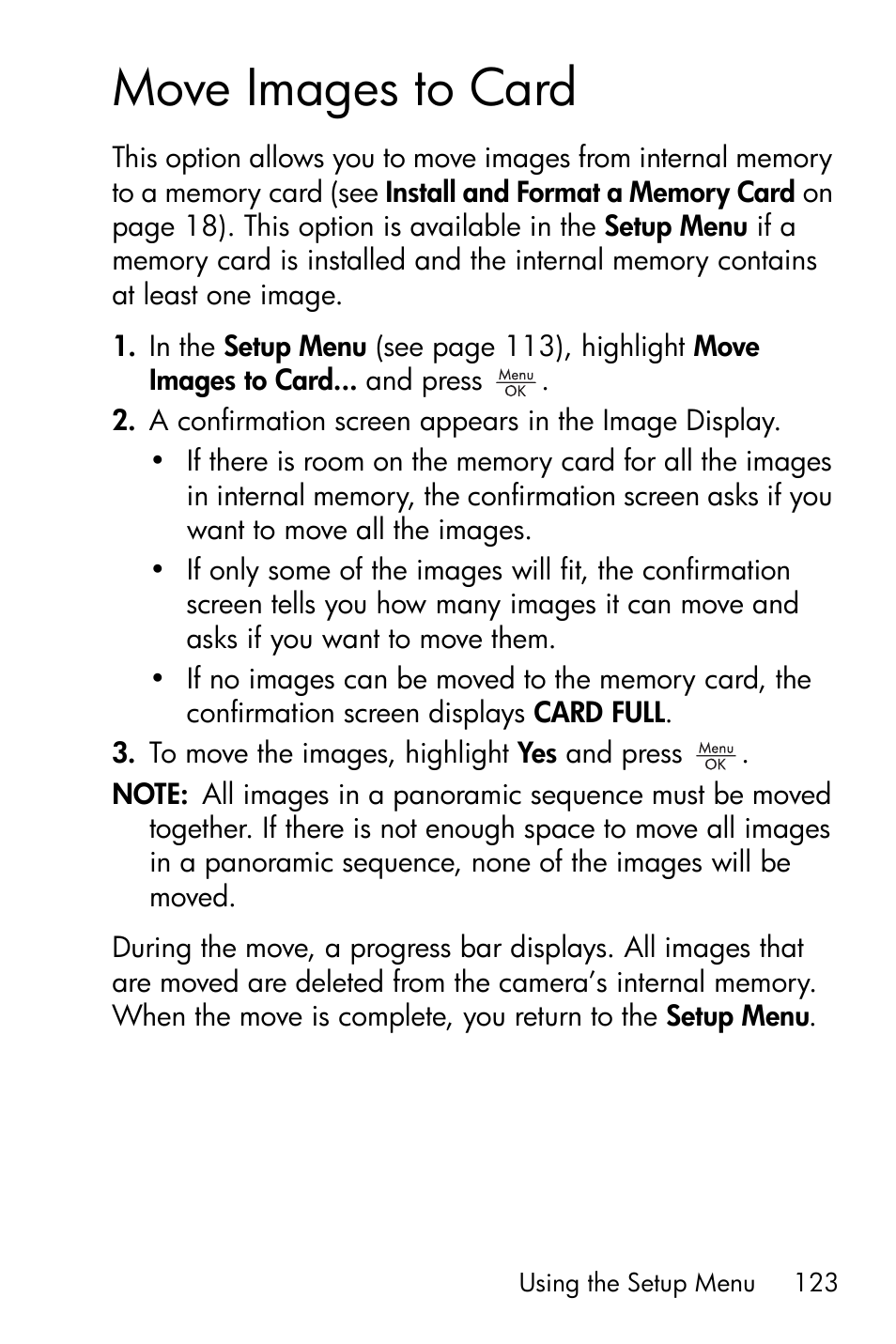 Move images to card | HP R818 User Manual | Page 123 / 200