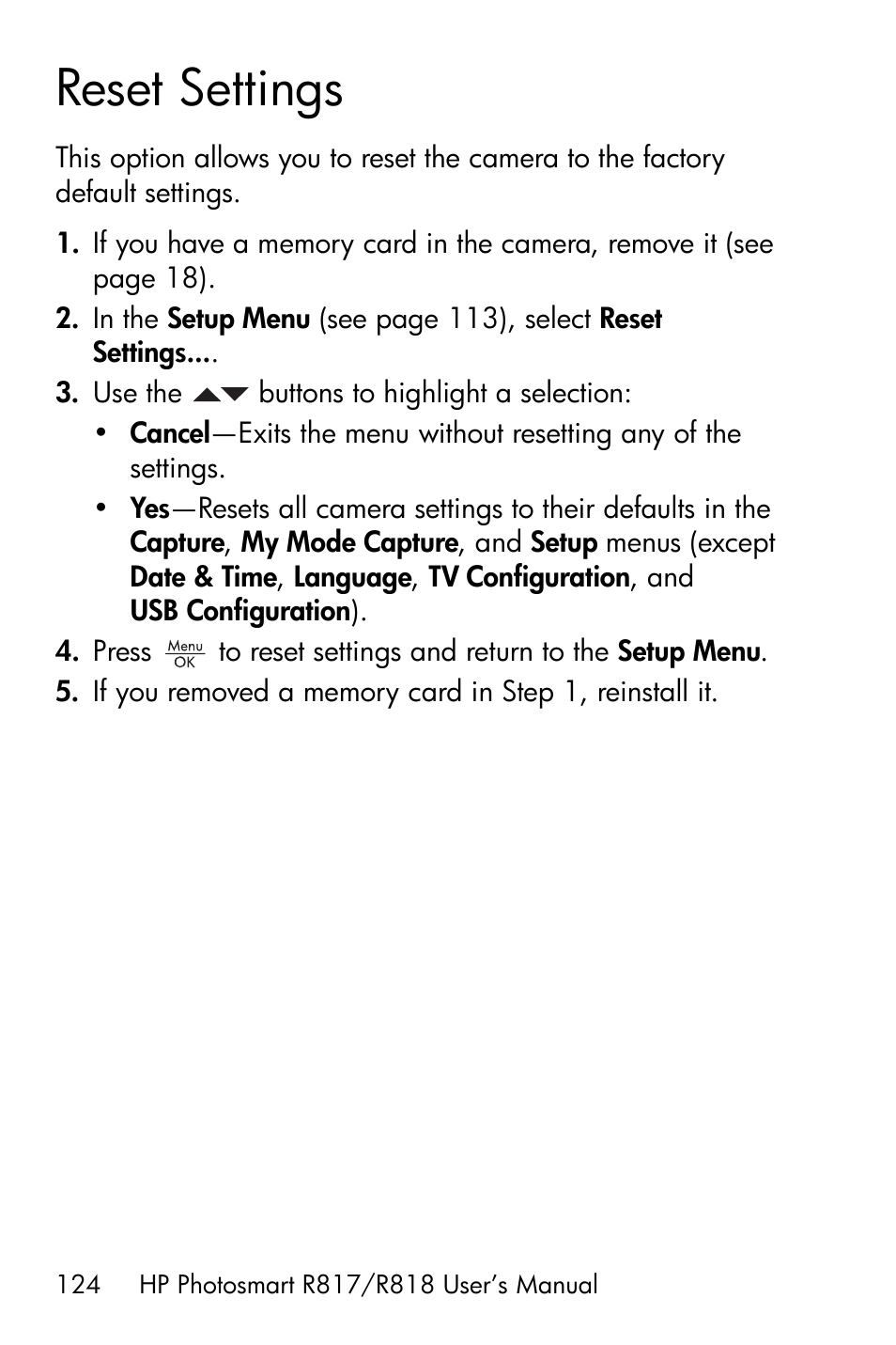 Reset settings | HP R818 User Manual | Page 124 / 200