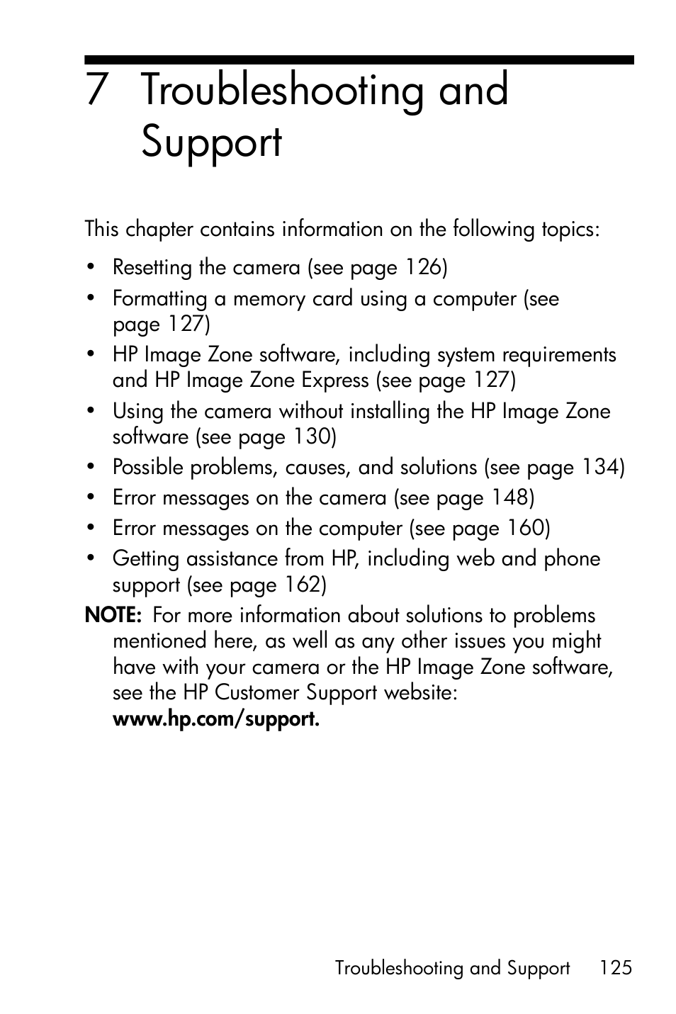 Troubleshooting and support, 7 troubleshooting and support | HP R818 User Manual | Page 125 / 200