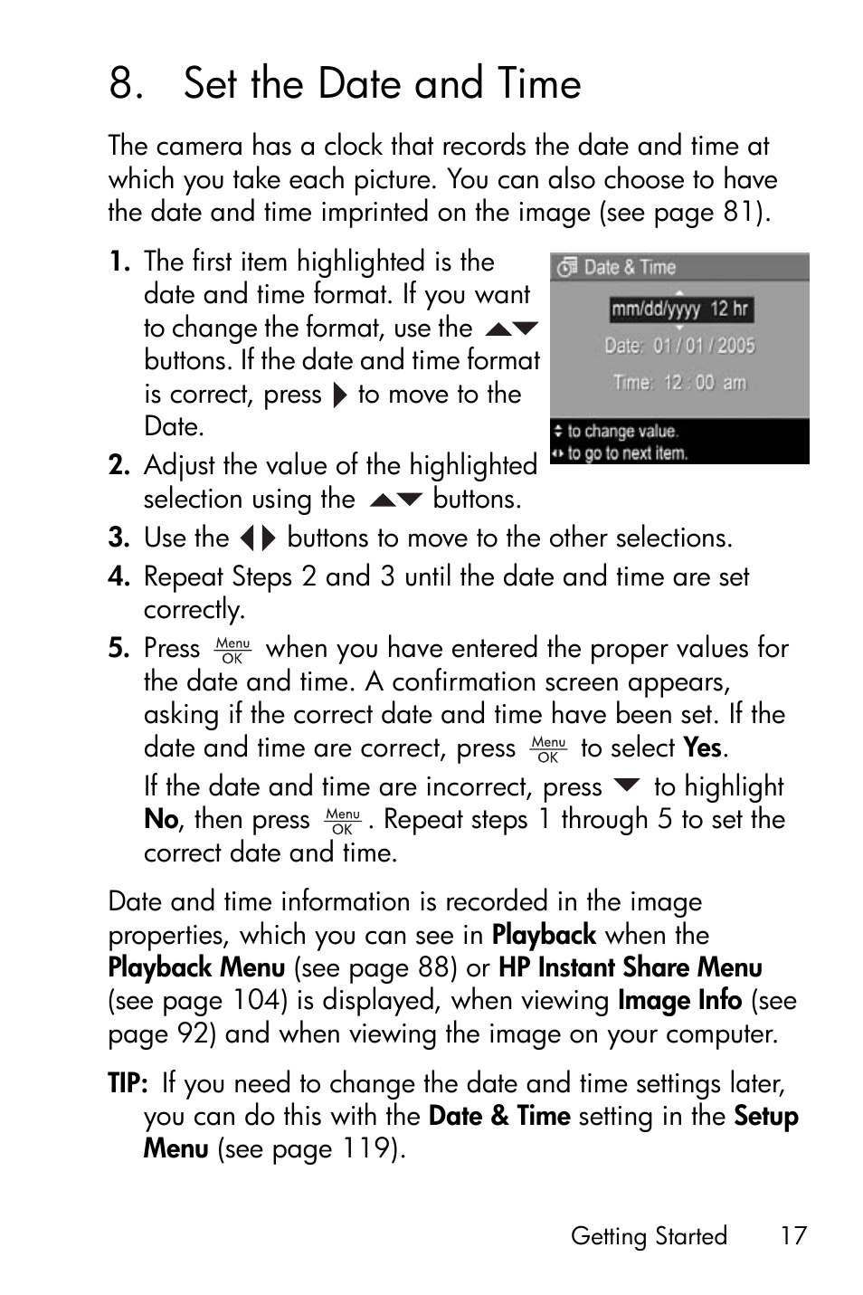 Set the date and time, 8 set the date and time | HP R818 User Manual | Page 17 / 200