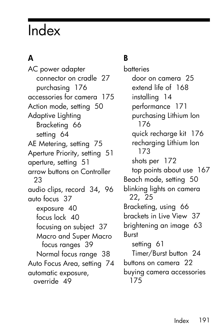 Index | HP R818 User Manual | Page 191 / 200