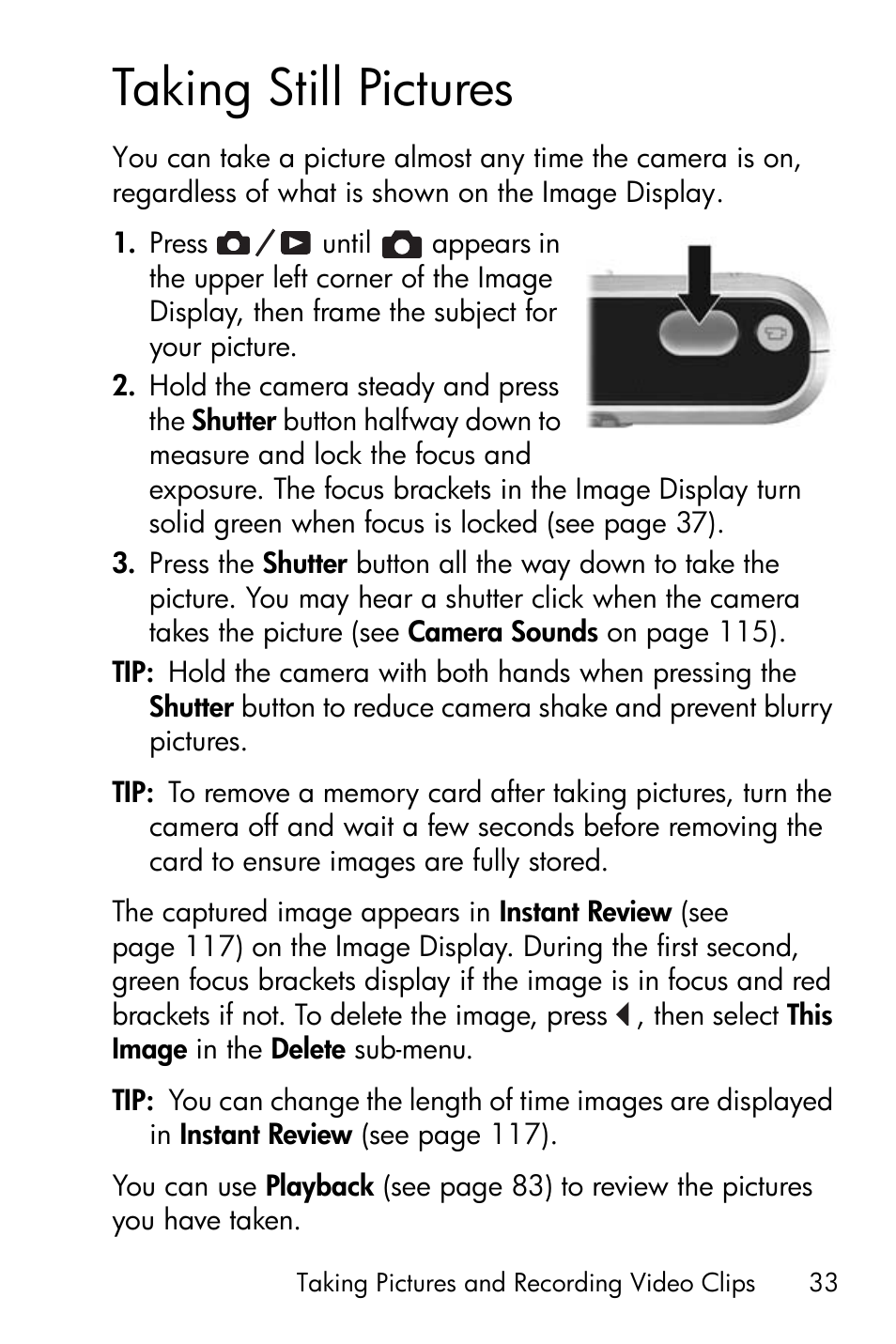 Taking still pictures | HP R818 User Manual | Page 33 / 200