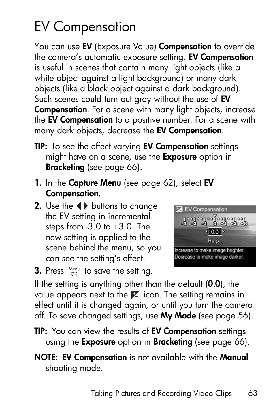 Ev compensation | HP R818 User Manual | Page 63 / 200