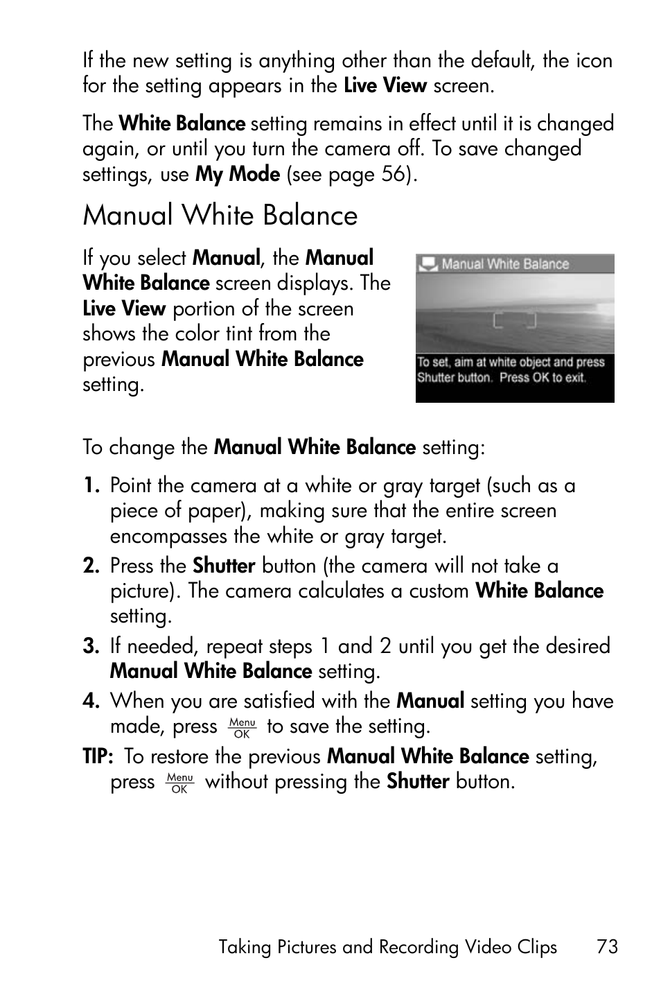 Manual white balance | HP R818 User Manual | Page 73 / 200