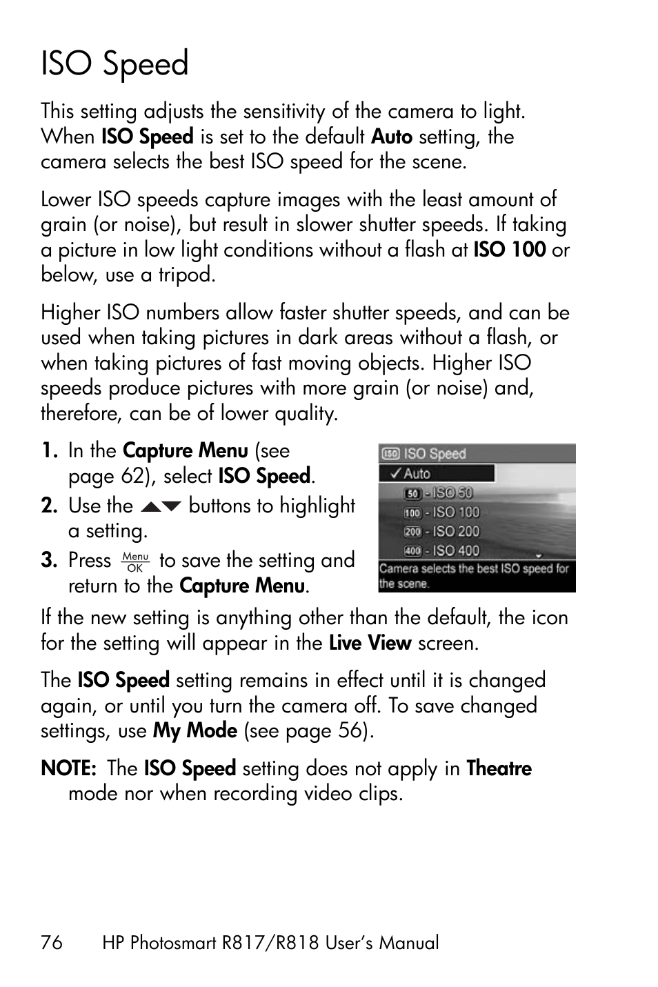 Iso speed | HP R818 User Manual | Page 76 / 200