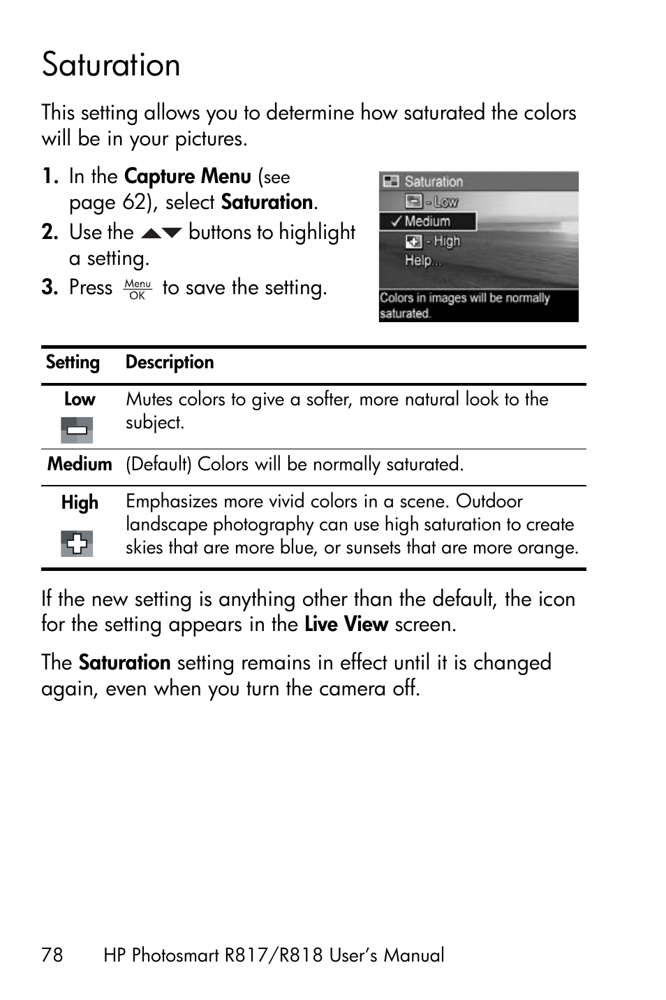 Saturation | HP R818 User Manual | Page 78 / 200