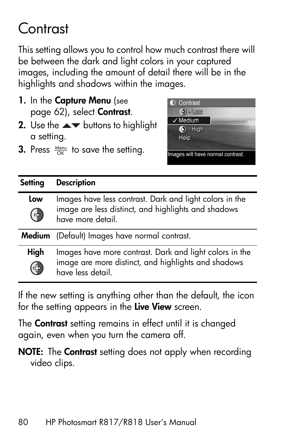 Contrast | HP R818 User Manual | Page 80 / 200