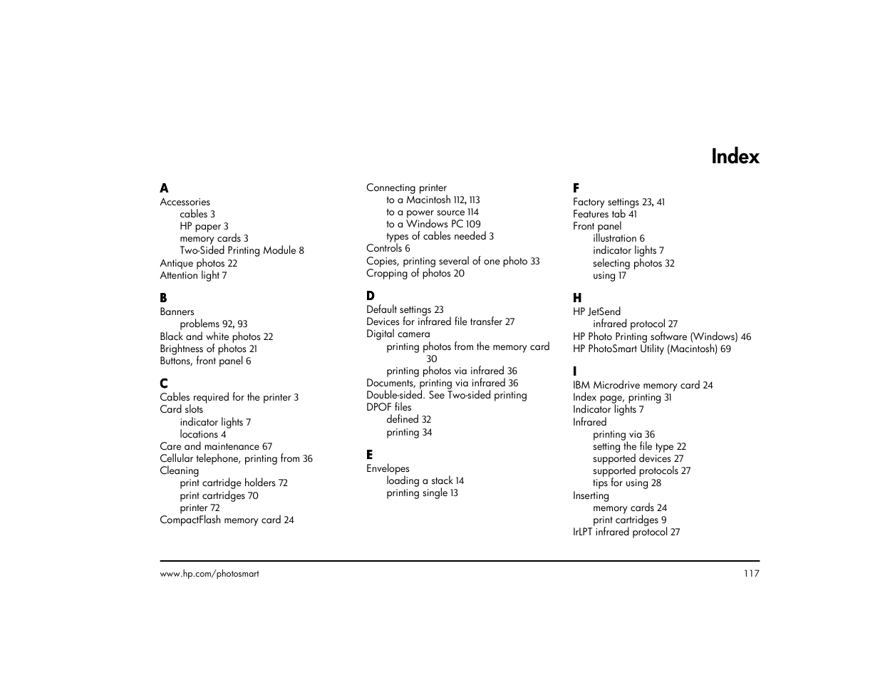 Index | HP 1215 User Manual | Page 123 / 127