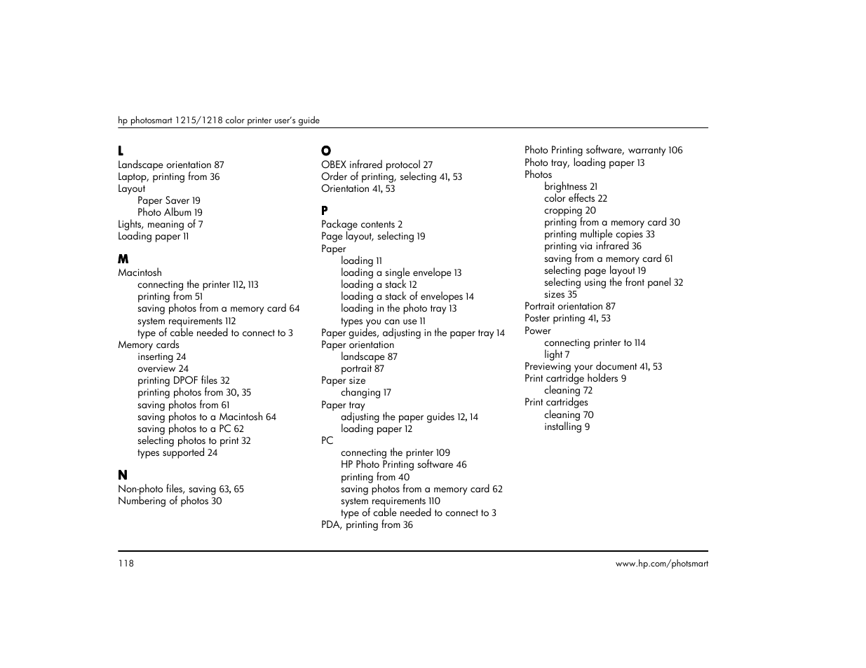 HP 1215 User Manual | Page 124 / 127