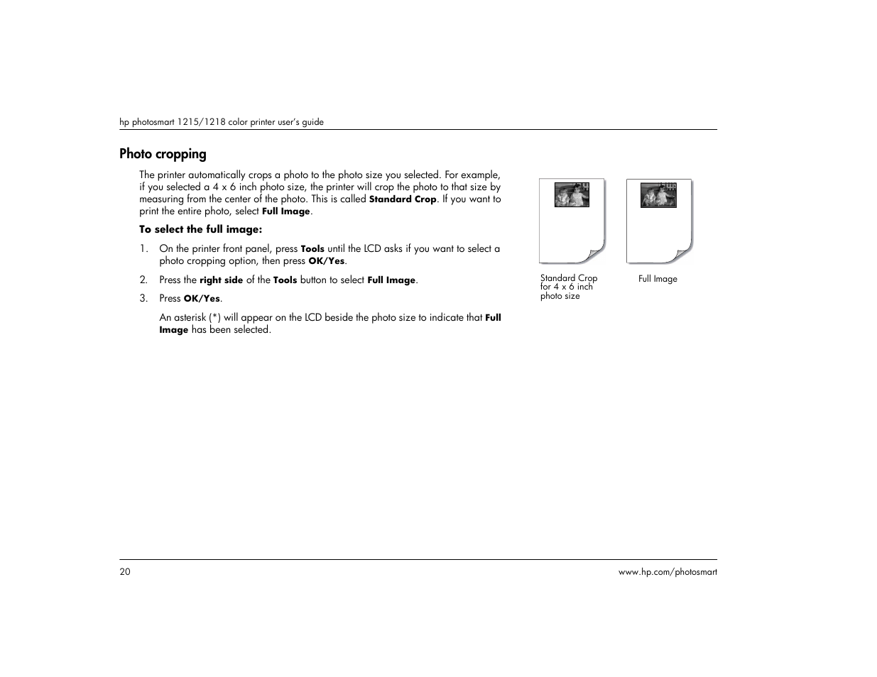 Photo cropping | HP 1215 User Manual | Page 26 / 127