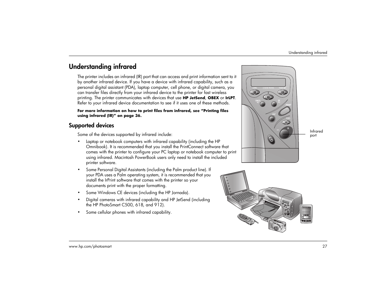 Understanding infrared, Supported devices | HP 1215 User Manual | Page 33 / 127