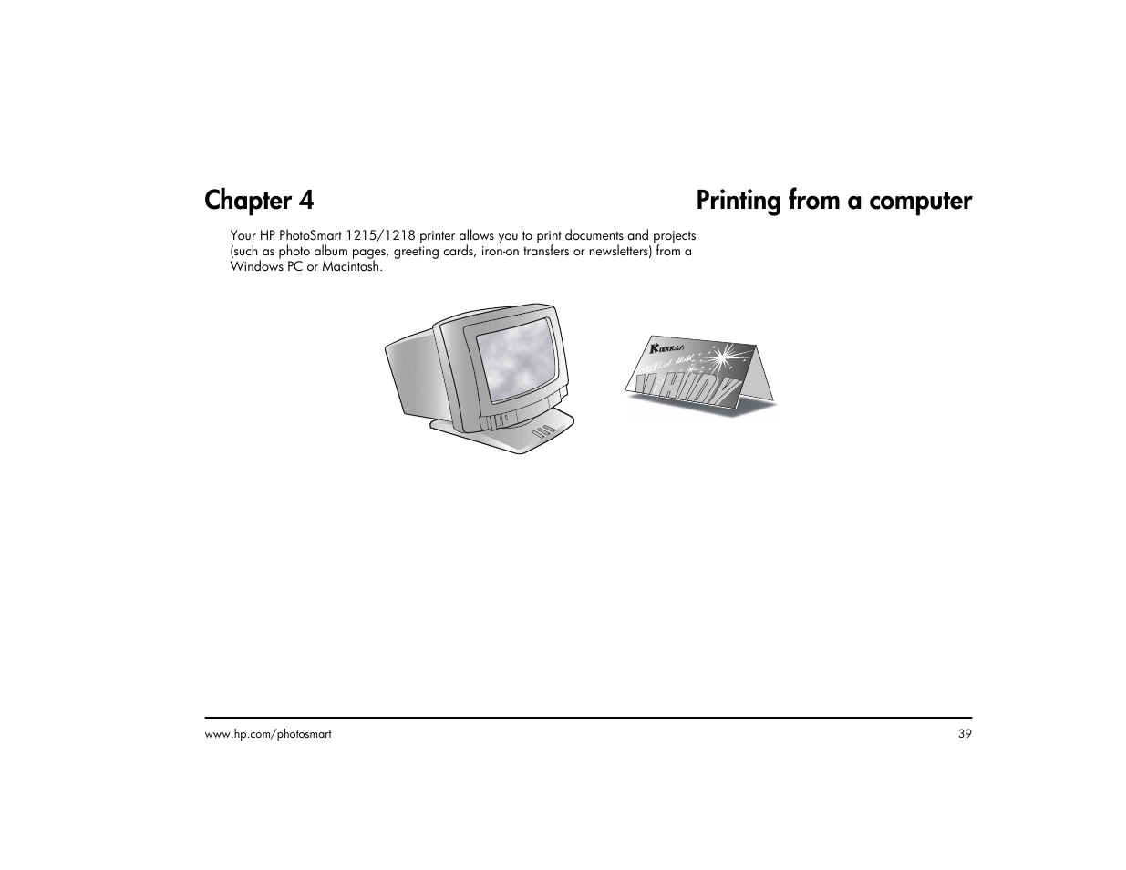 Chapter 4 printing from a computer, Chapter 4 printing from a | HP 1215 User Manual | Page 45 / 127