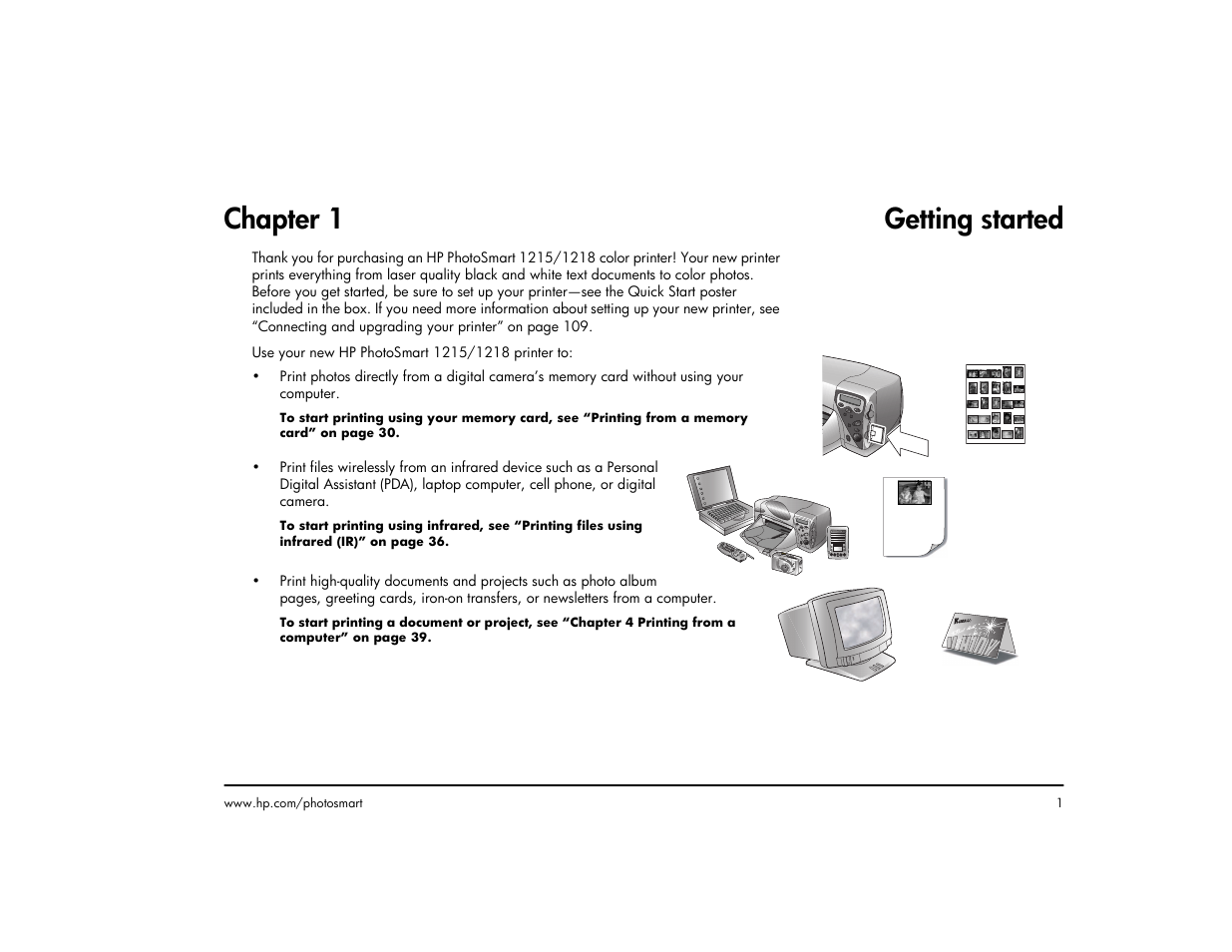 Chapter 1 getting started | HP 1215 User Manual | Page 7 / 127