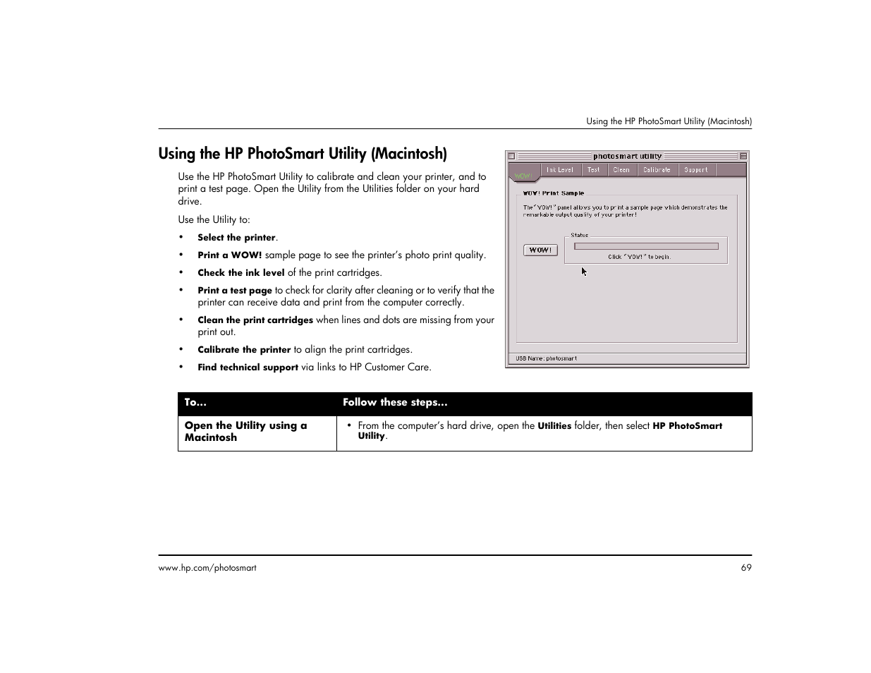 Using the hp photosmart utility (macintosh) | HP 1215 User Manual | Page 75 / 127