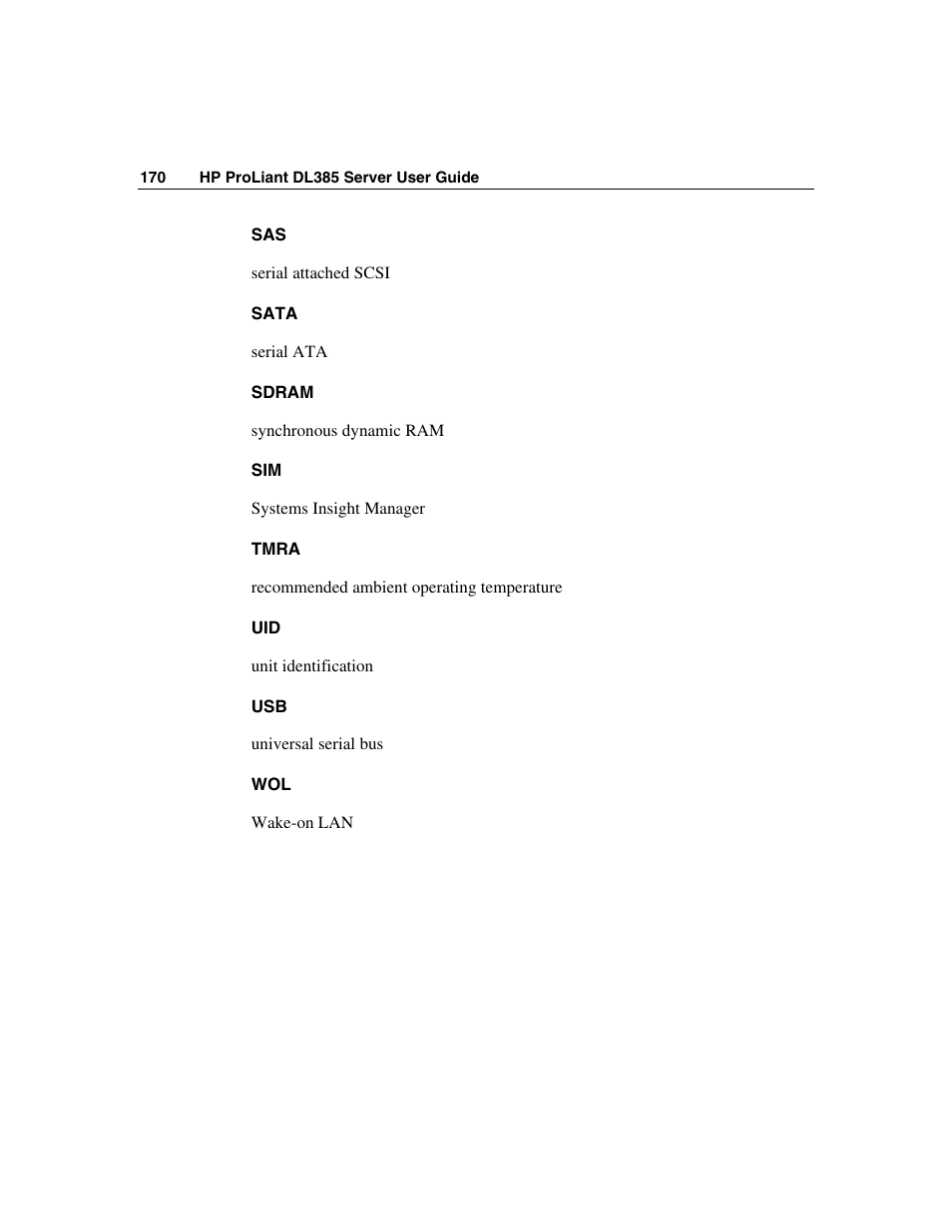 HP ProLiant DL385 User Manual | Page 170 / 174