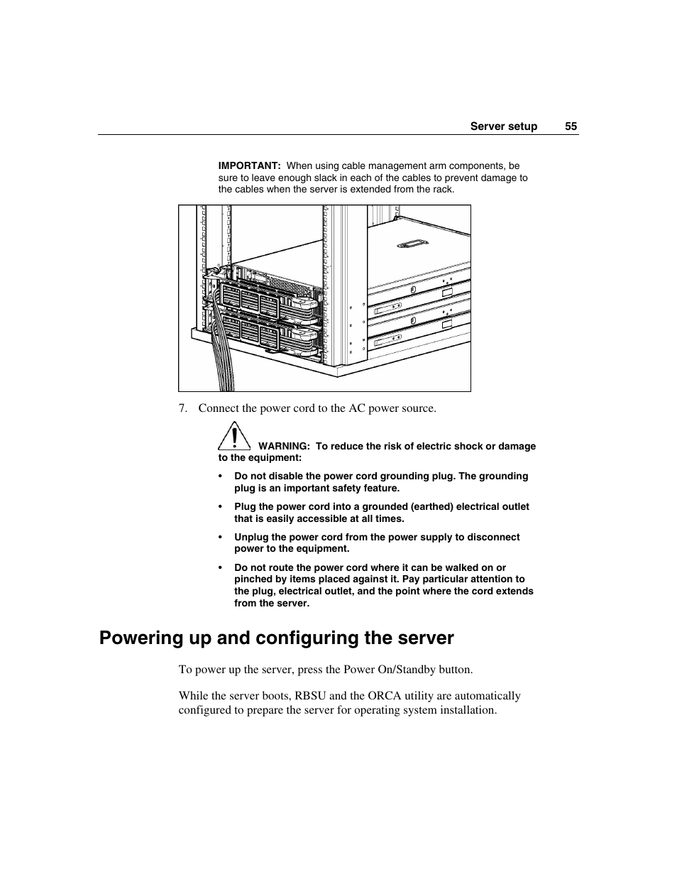 Powering up and configuring the server | HP ProLiant DL385 User Manual | Page 55 / 174