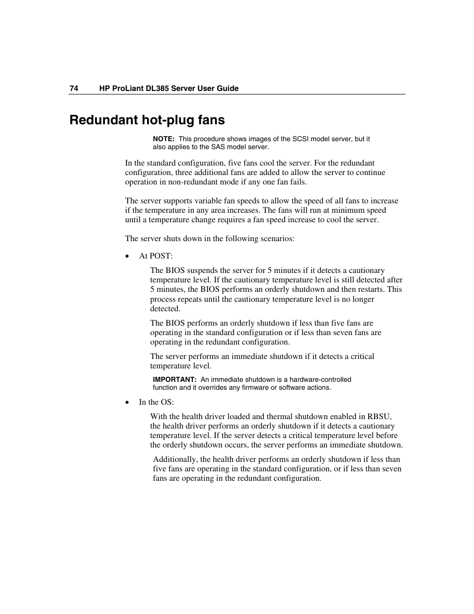 Redundant hot-plug fans | HP ProLiant DL385 User Manual | Page 74 / 174