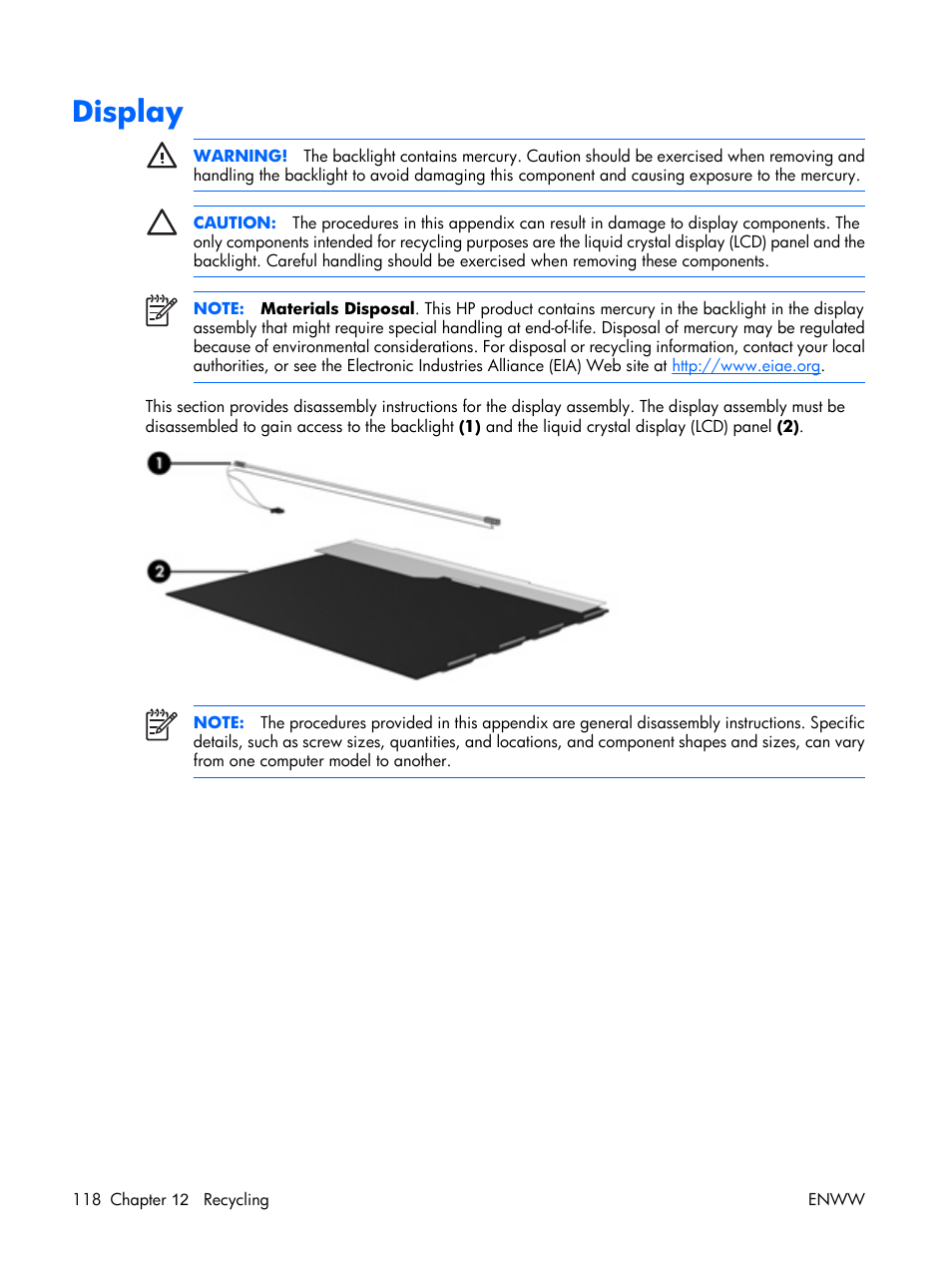 Display | HP TX1000 User Manual | Page 122 / 131